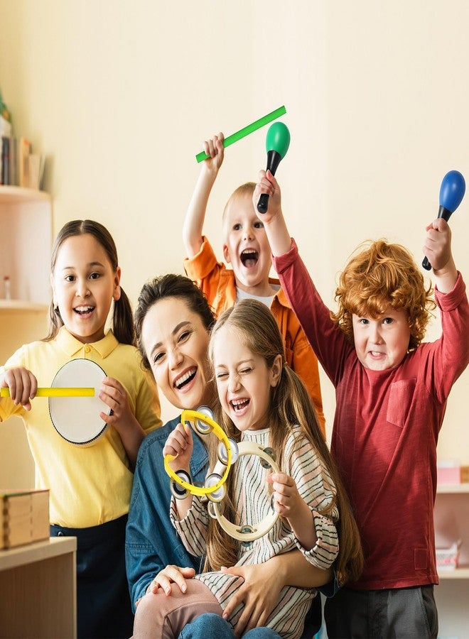 Lukmaa 120 Pcs Maracas Shaker Musical Instruments for Kids Egg Shaker Wrist Hand Band Bells Maracas Percussion Tambourine Cymbals Plastic Castanets for Preschool Early Music Learning Toy - Image 4